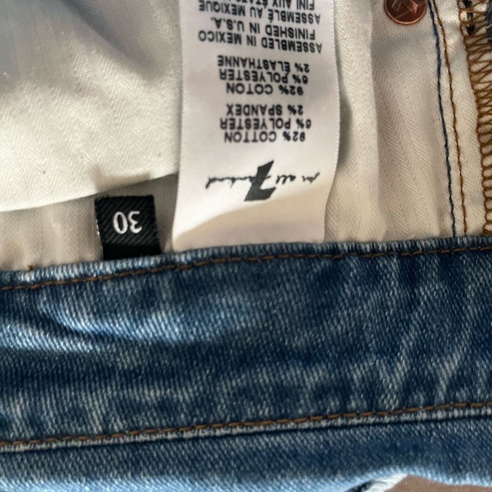Seven For All Mankind Paperbag Waist Belted Tapered Blue Jeans Size 30 - Picture 3 of 4